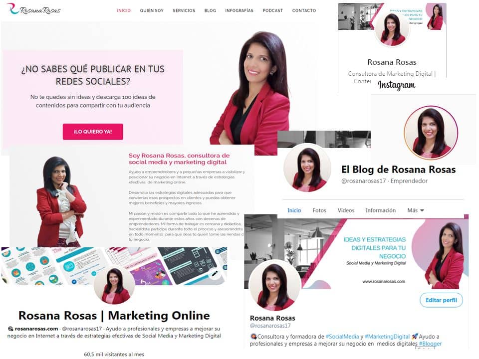 collage imagenes redes sociales Rosana Rosas