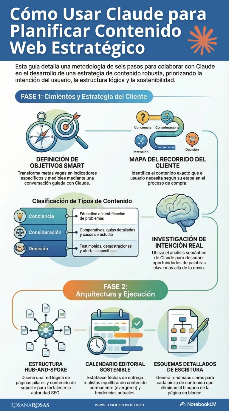 Infografia Cómo Usar Claude para Planificar Contenido Web Estratégico