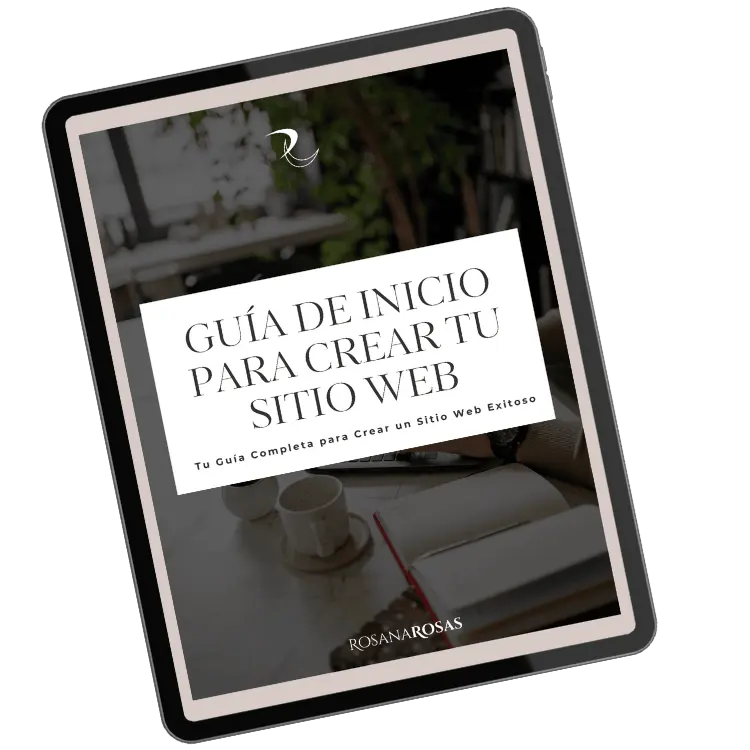 Tablet con la Portada de la Guía de Inicio para Crear tu Sitio Web